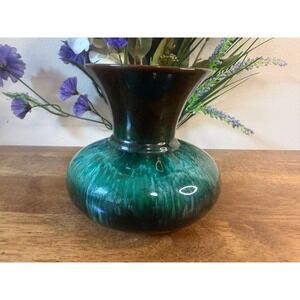 Blue Mountain Pottery Vase Green Drip Glaze Round Bulbous Vase BMP Canada